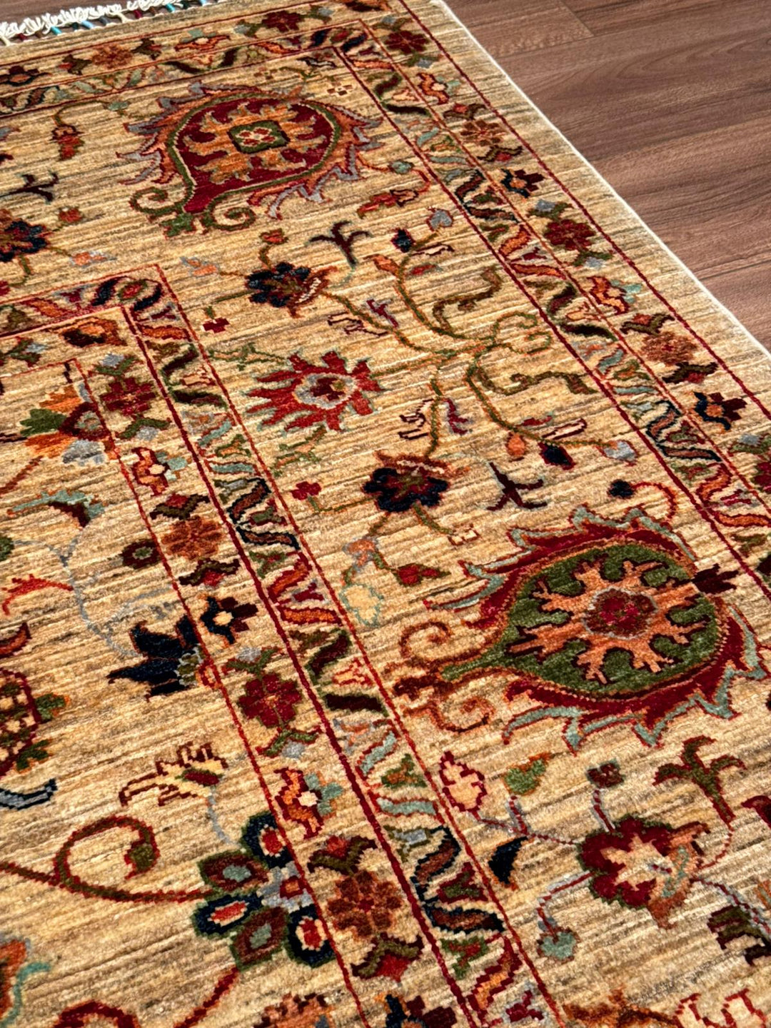 Sultani Binbirgece Original Hand-Woven Beige Vegetable Dyed Wool Carpet 271x367 9.95 Square Meters - 9x12 ft