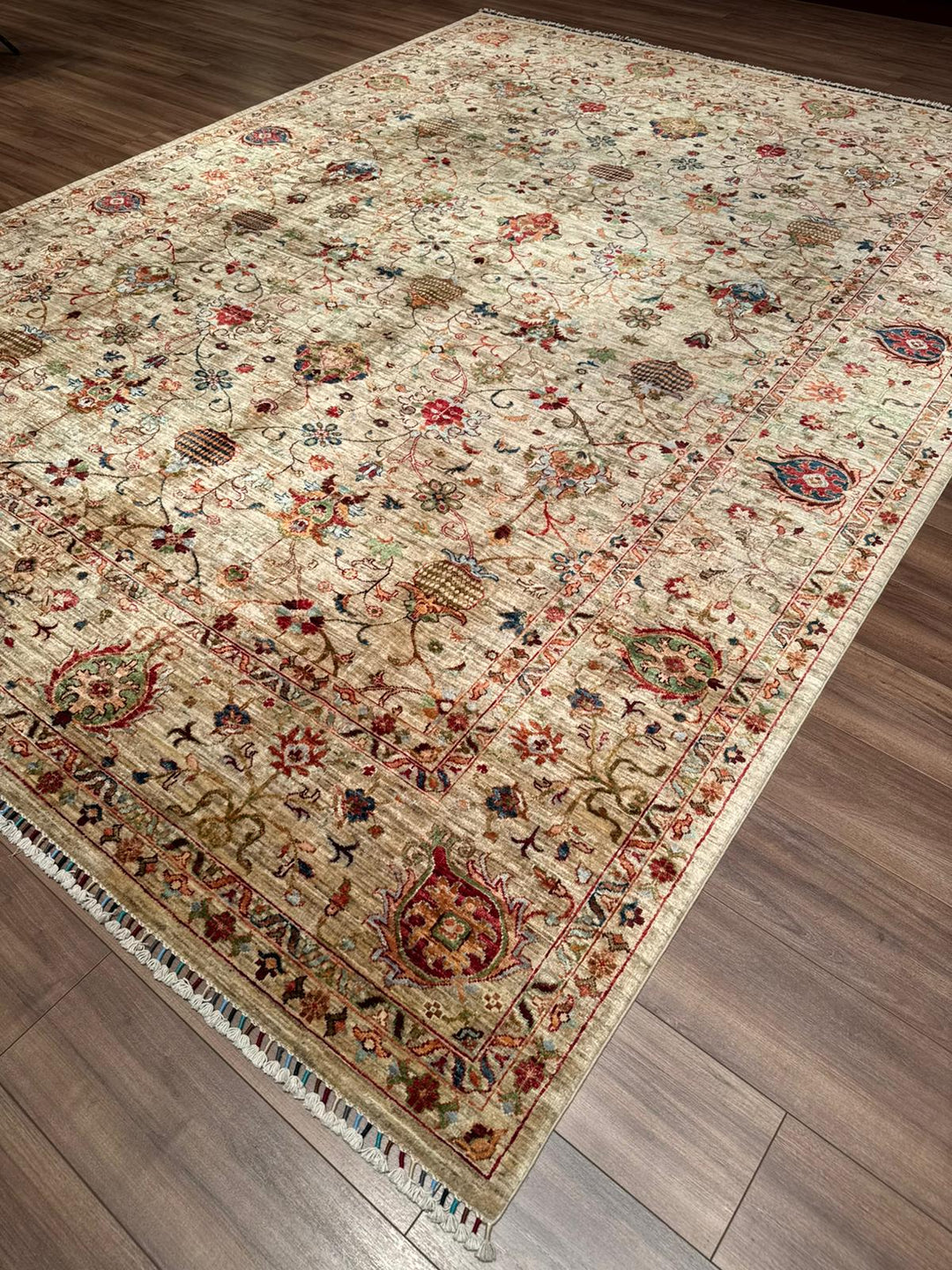 Sultani Binbirgece Original Hand-Woven Beige Vegetable Dyed Wool Carpet 271x367 9.95 Square Meters - 9x12 ft