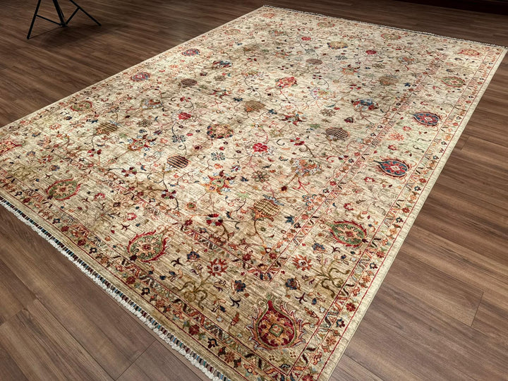Sultani Binbirgece Original Hand-Woven Beige Vegetable Dyed Wool Carpet 271x367 9.95 Square Meters - 9x12 ft