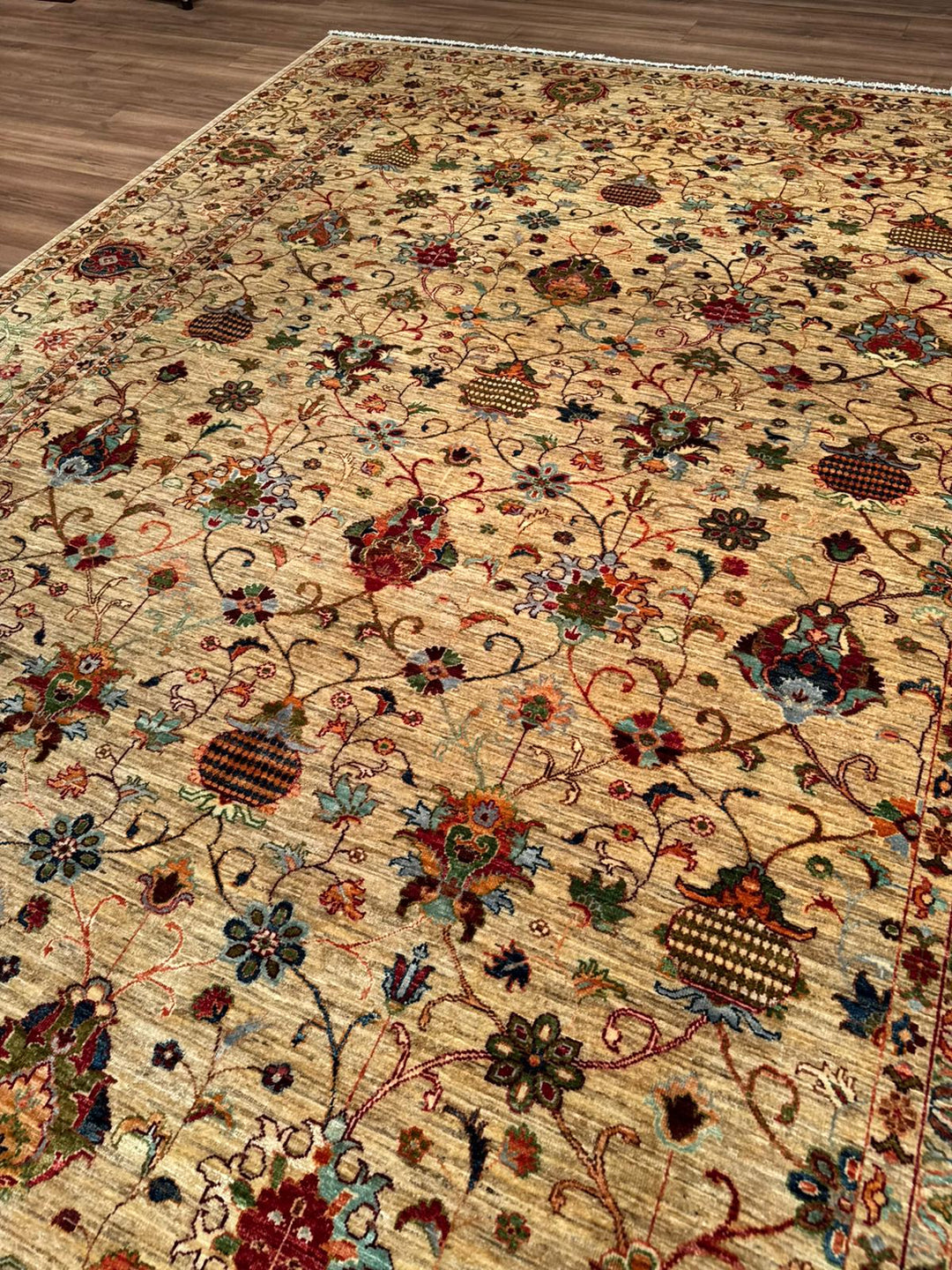 Sultani Binbirgece Original Hand-Woven Beige Vegetable Dyed Wool Carpet 271x367 9.95 Square Meters - 9x12 ft