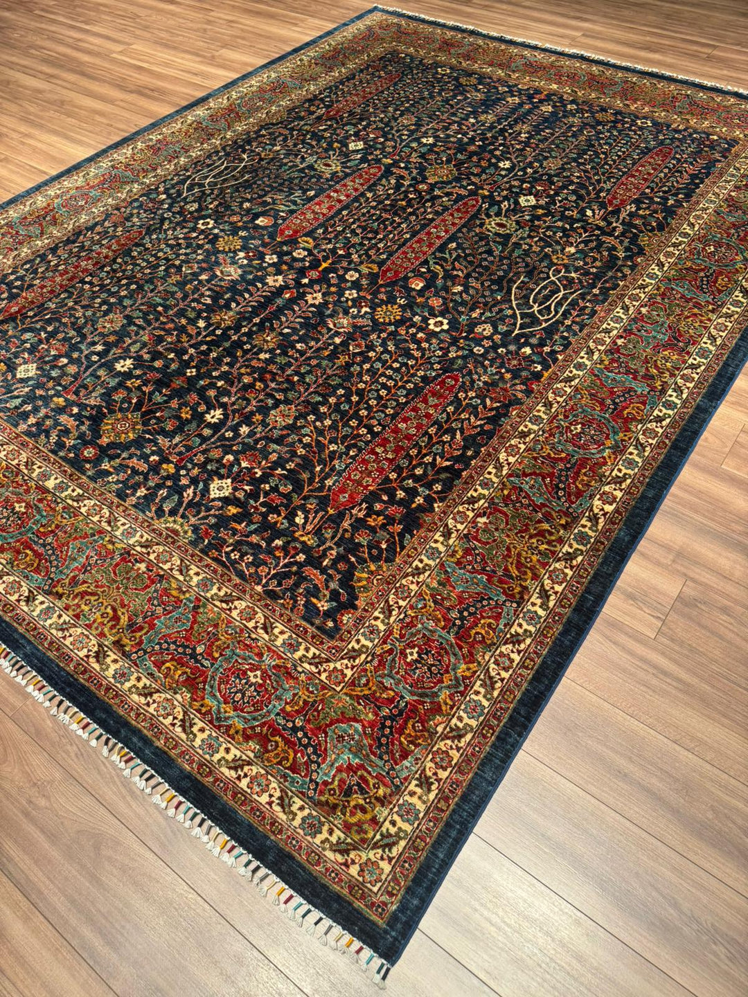 Haris Hayat Ağacı Orijinal El Dokuması Multi Kök Boya Yün Halı 270x363 9.80 Metrekare - 9x12 ft