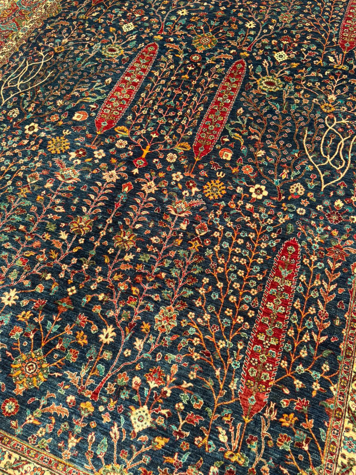 Haris Hayat Ağacı Orijinal El Dokuması Multi Kök Boya Yün Halı 270x363 9.80 Metrekare - 9x12 ft