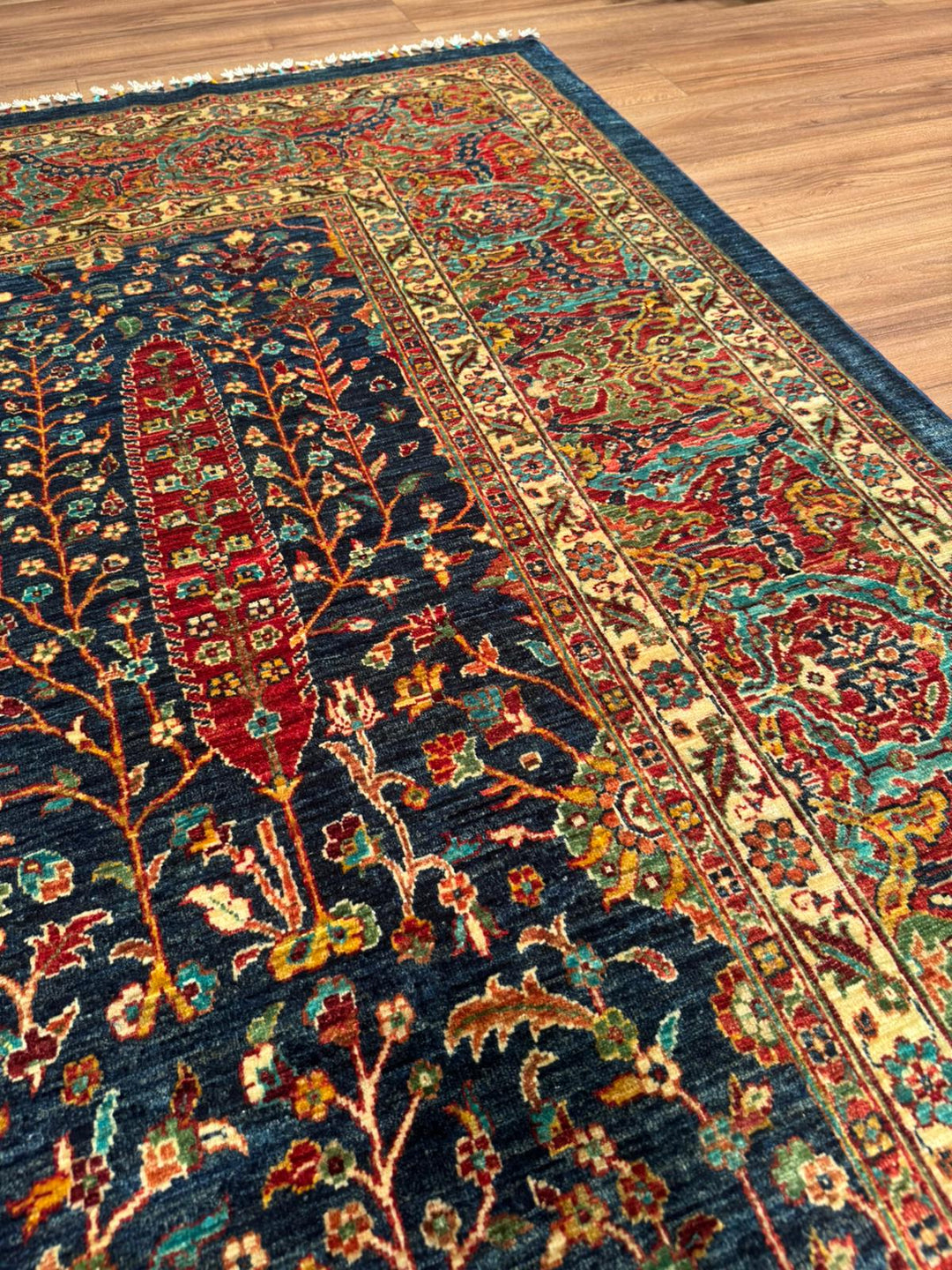 Haris Hayat Ağacı Orijinal El Dokuması Multi Kök Boya Yün Halı 270x363 9.80 Metrekare - 9x12 ft