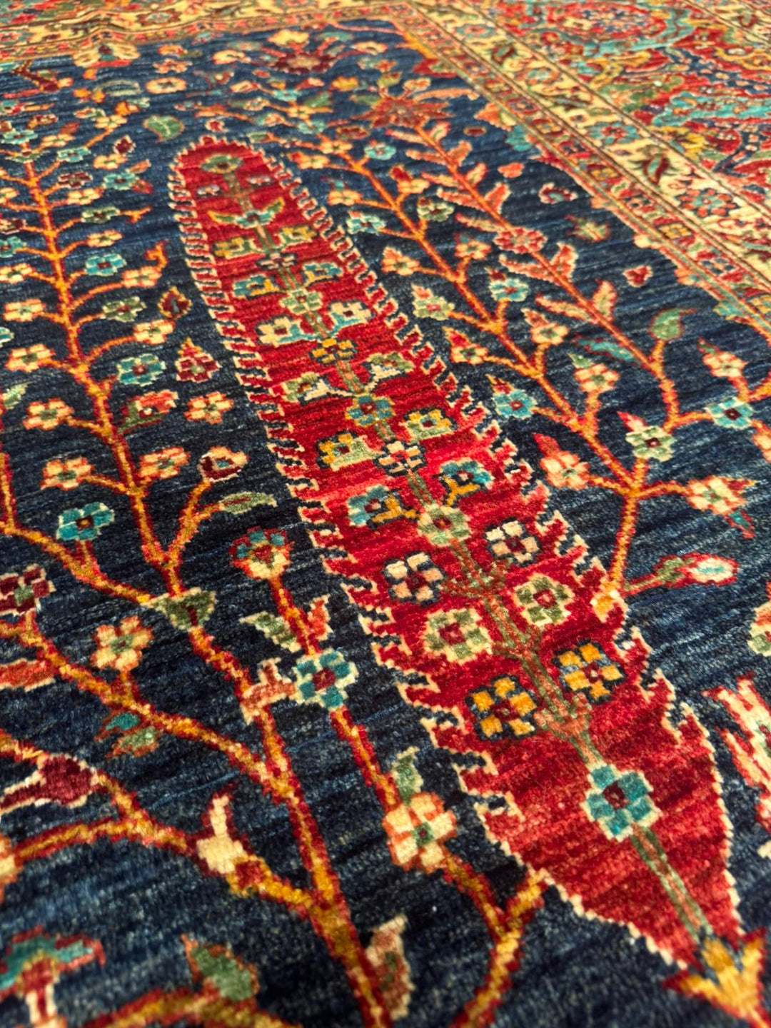 Haris Hayat Ağacı Orijinal El Dokuması Multi Kök Boya Yün Halı 270x363 9.80 Metrekare - 9x12 ft