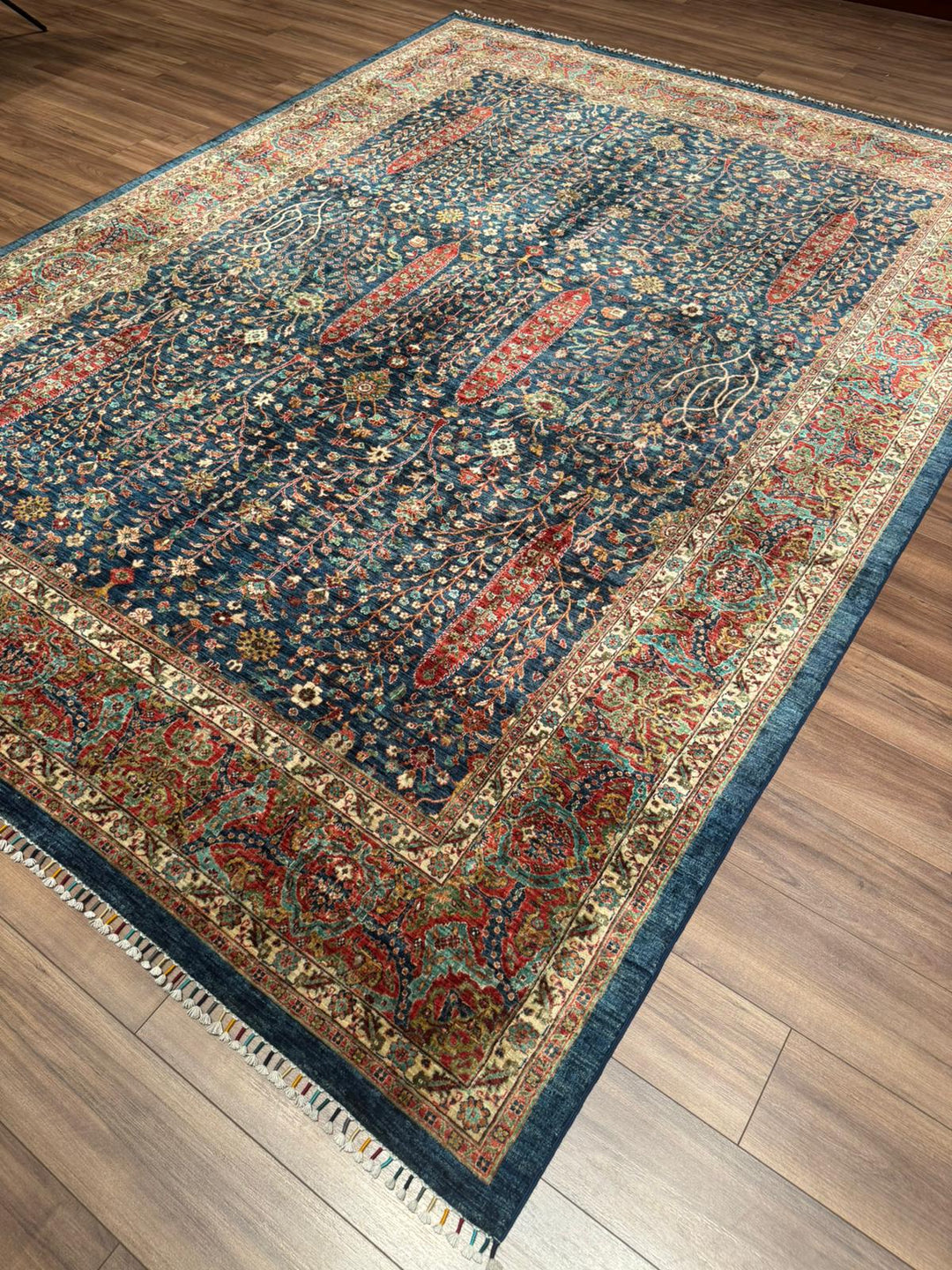 Haris Hayat Ağacı Orijinal El Dokuması Multi Kök Boya Yün Halı 270x363 9.80 Metrekare - 9x12 ft