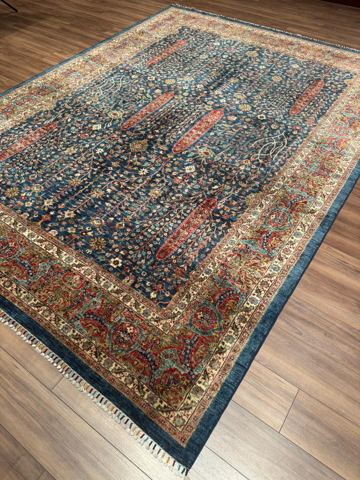 Haris Hayat Ağacı Orijinal El Dokuması Multi Kök Boya Yün Halı 270x363 9.80 Metrekare - 9x12 ft