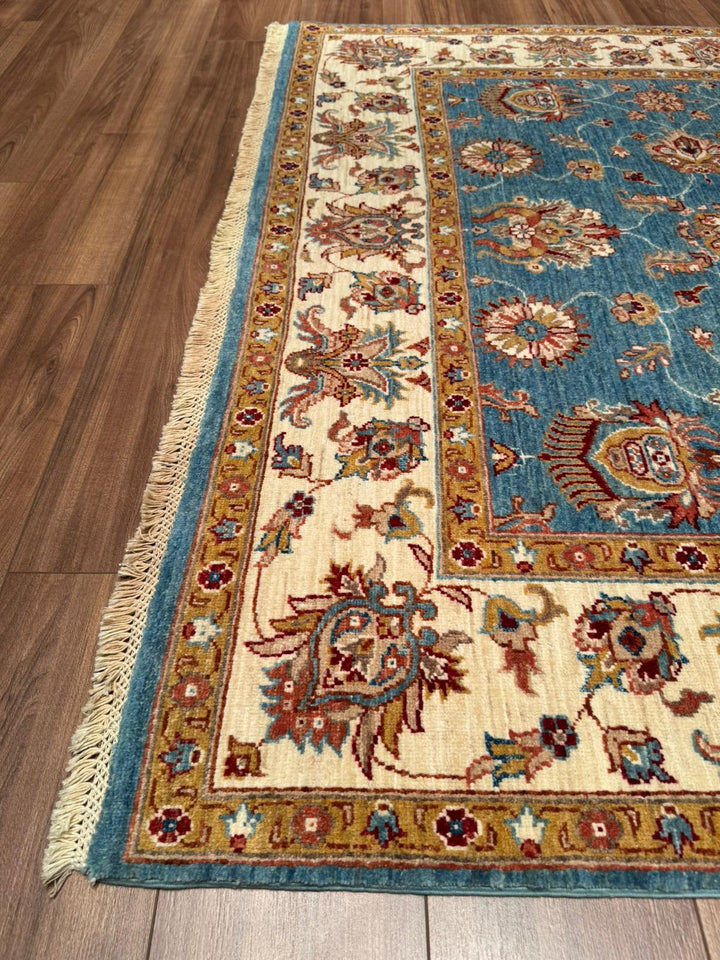 Uşak Original Handwoven Blue Root Dye Wool Rug 174x242 cm (4.21 square meters) - 6x8 ft