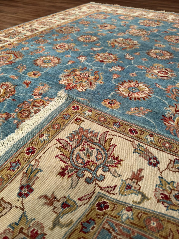 Uşak Original Handwoven Blue Root Dye Wool Rug 174x242 cm (4.21 square meters) - 6x8 ft