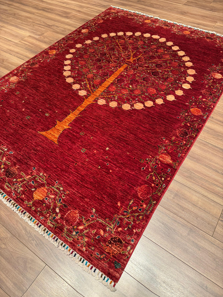 Pomegranate Tree Original Handwoven Red Root Dye Wool Rug 172x244 cm (4.20 square meters) - 5x8 ft 
