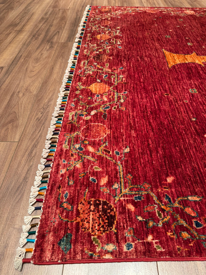 Pomegranate Tree Original Handwoven Red Root Dye Wool Rug 172x244 cm (4.20 square meters) - 5x8 ft 