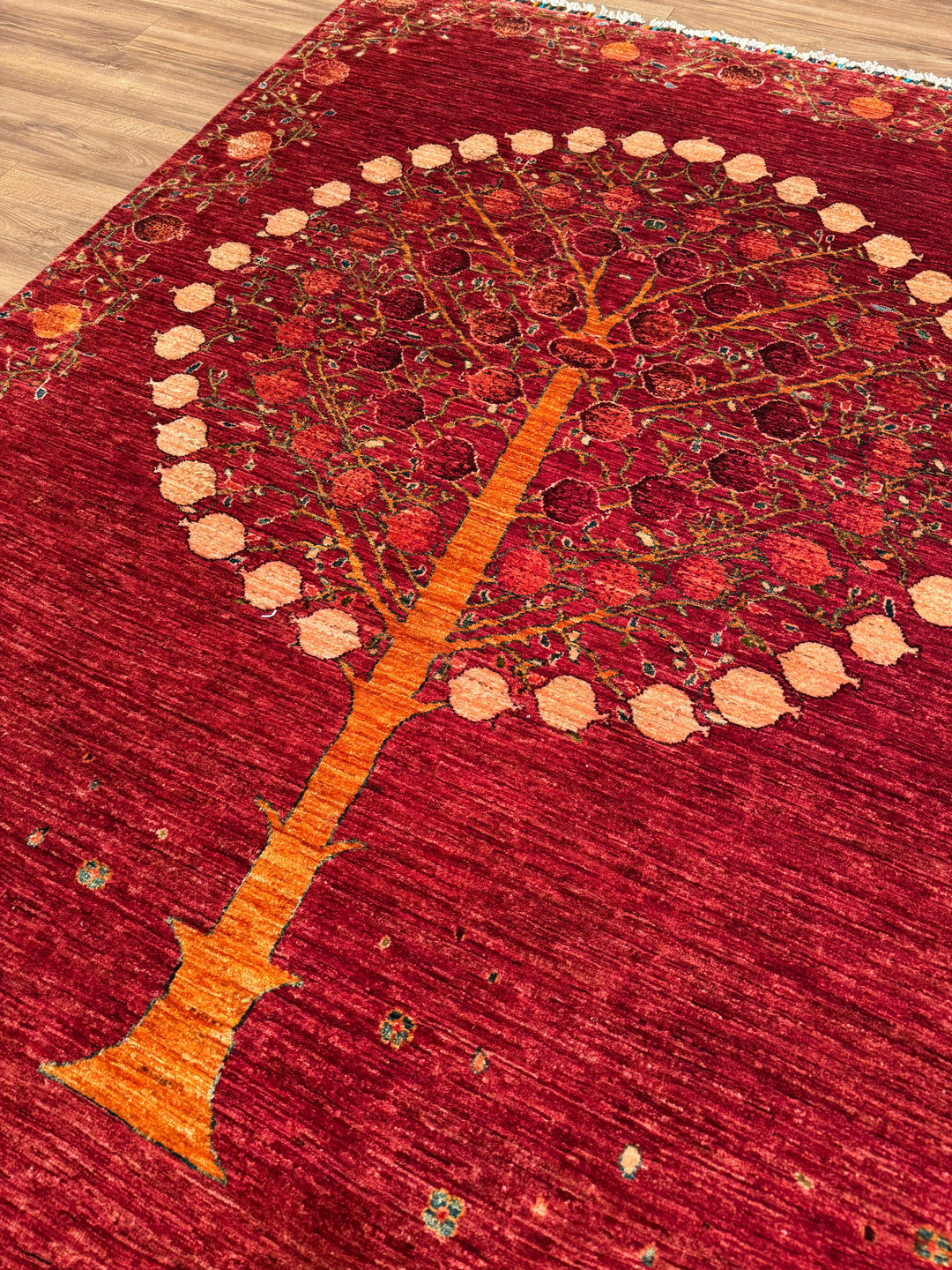 Pomegranate Tree Original Handwoven Red Root Dye Wool Rug 172x244 cm (4.20 square meters) - 5x8 ft 