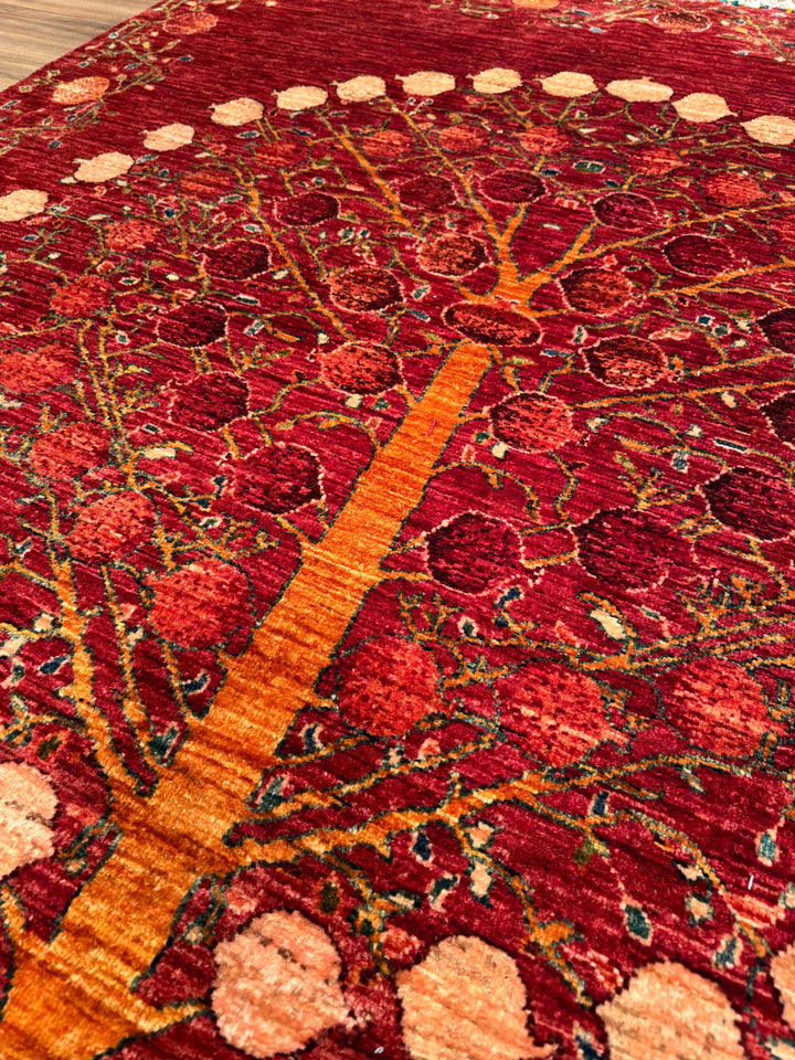 Pomegranate Tree Original Handwoven Red Root Dye Wool Rug 172x244 cm (4.20 square meters) - 5x8 ft 