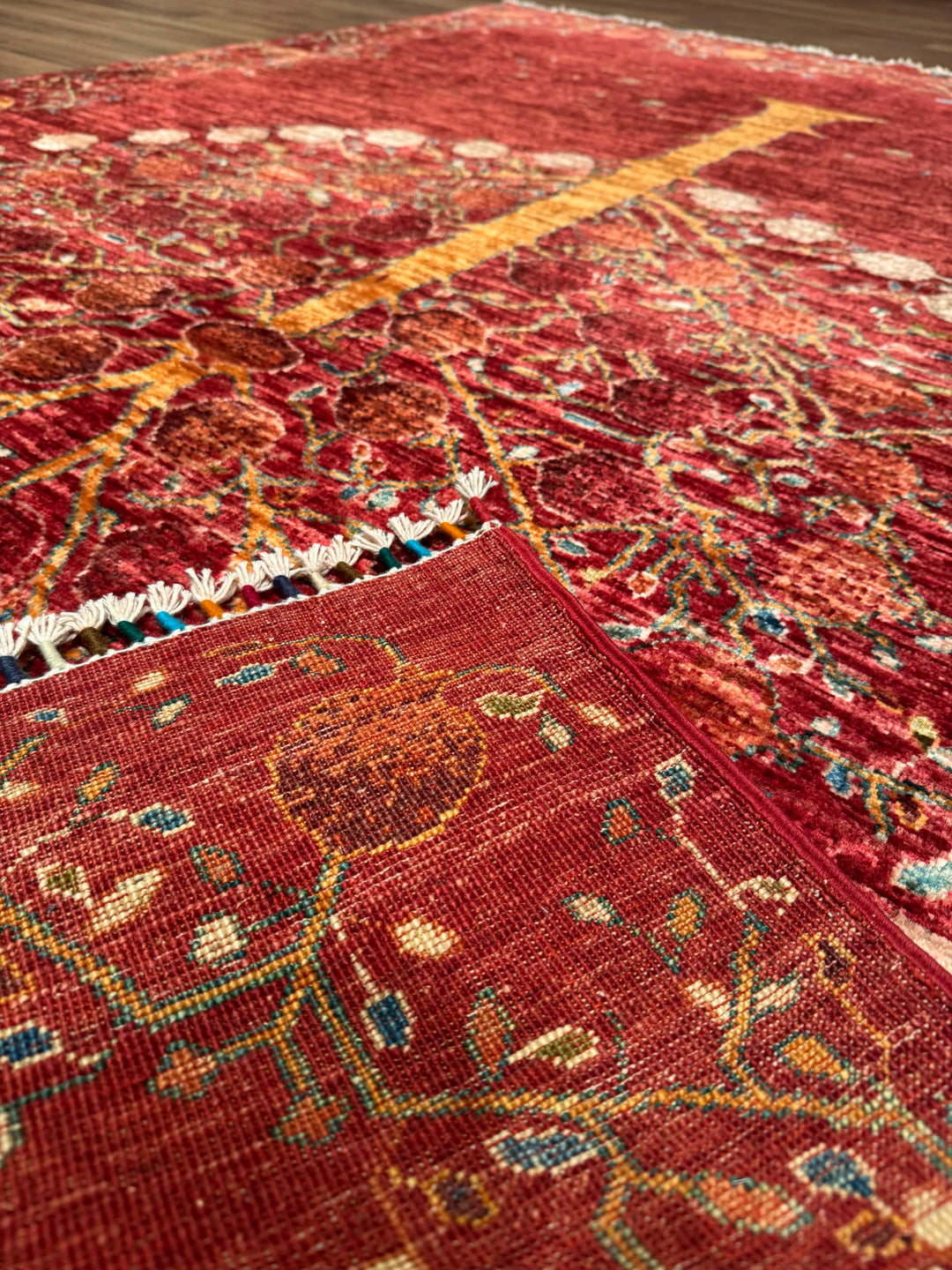 Pomegranate Tree Original Handwoven Red Root Dye Wool Rug 172x244 cm (4.20 square meters) - 5x8 ft 