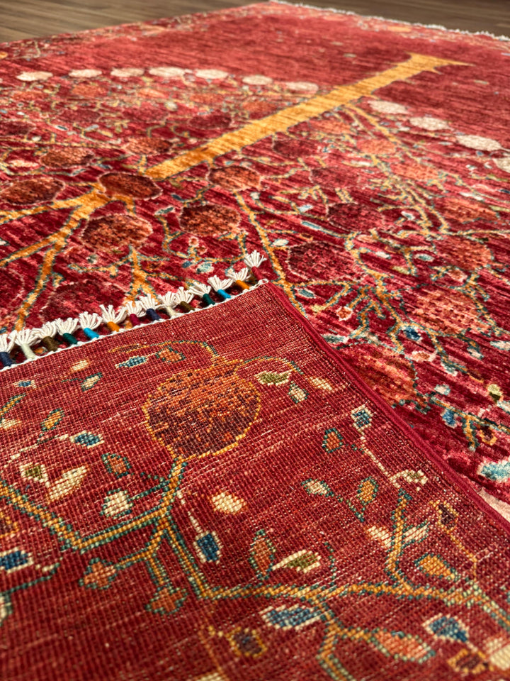 Pomegranate Tree Original Handwoven Red Root Dye Wool Rug 172x244 cm (4.20 square meters) - 5x8 ft 