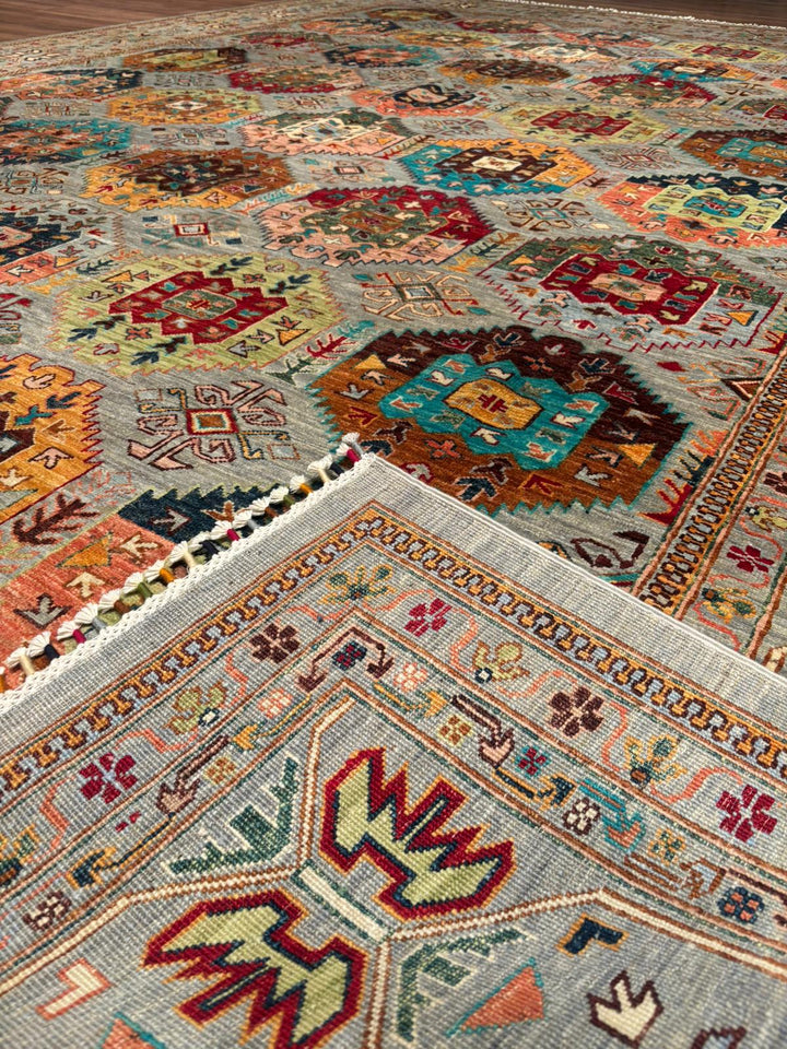 Veziri Original Handwoven Grey Vegetable Dyed Wool Rug 298x397 cm (11.83 square meters) - 10x14 ft