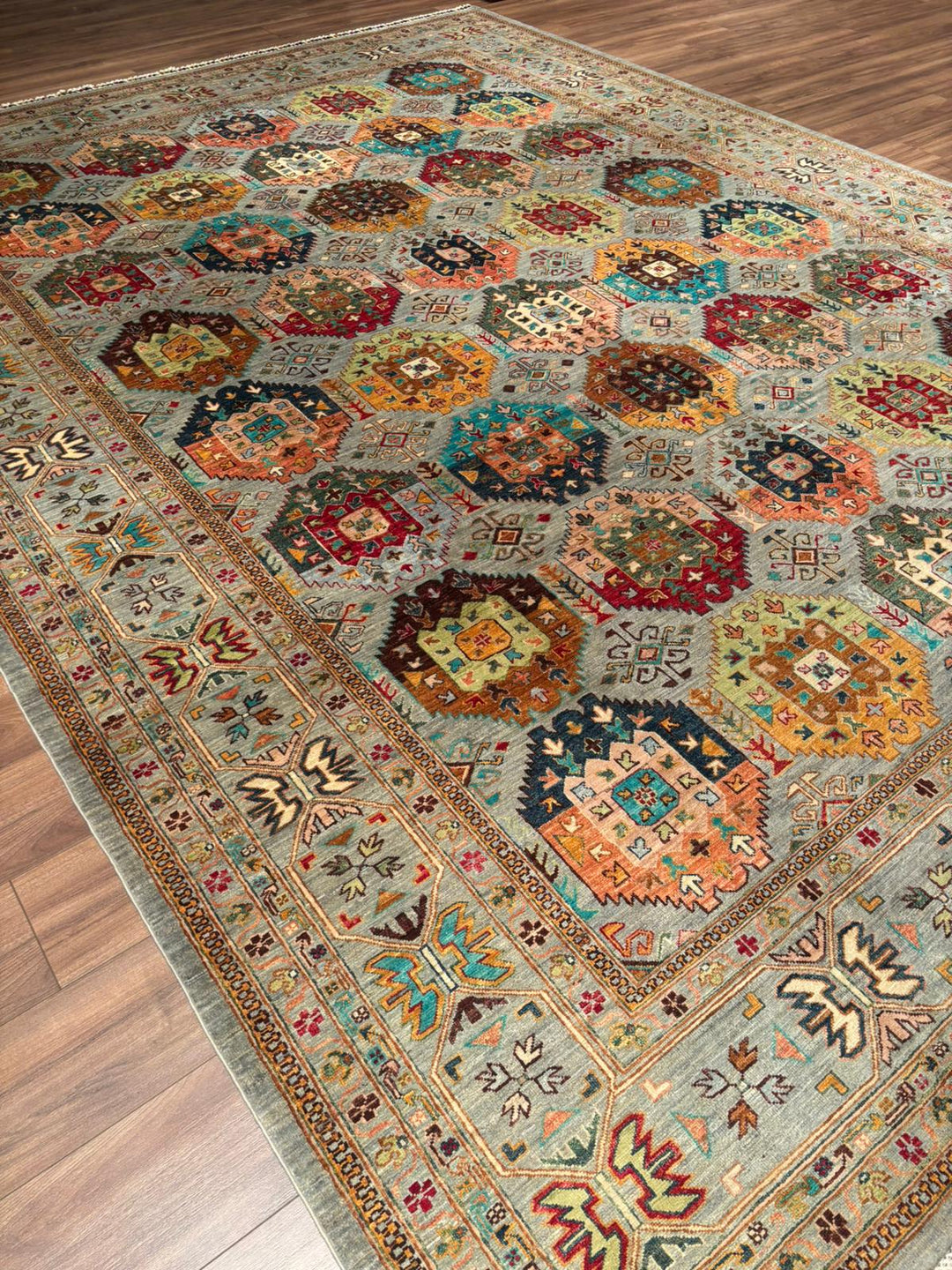 Veziri Original Handwoven Grey Vegetable Dyed Wool Rug 298x397 cm (11.83 square meters) - 10x14 ft