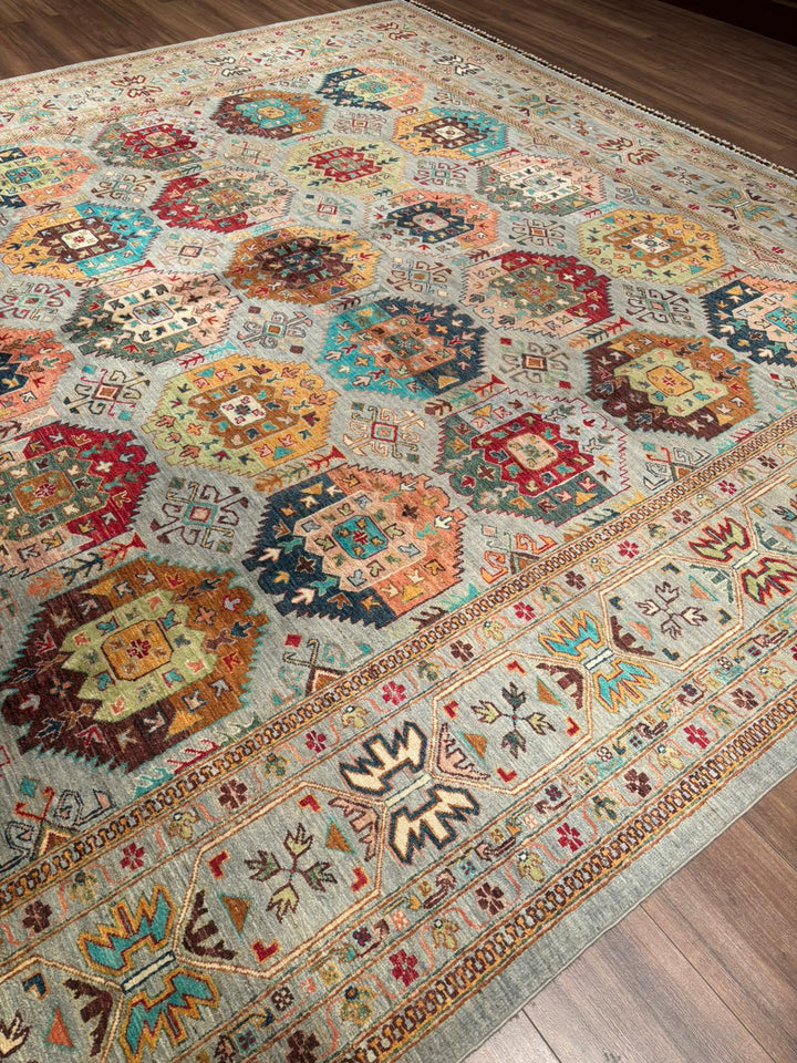 Veziri Original Handwoven Grey Vegetable Dyed Wool Rug 298x397 cm (11.83 square meters) - 10x14 ft