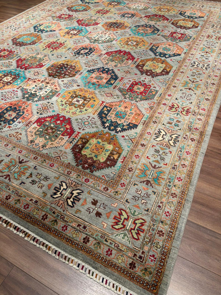 Veziri Original Handwoven Grey Vegetable Dyed Wool Rug 298x397 cm (11.83 square meters) - 10x14 ft