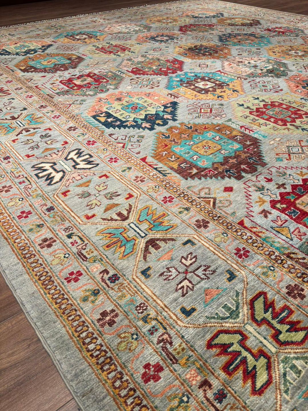 Veziri Original Handwoven Grey Vegetable Dyed Wool Rug 298x397 cm (11.83 square meters) - 10x14 ft