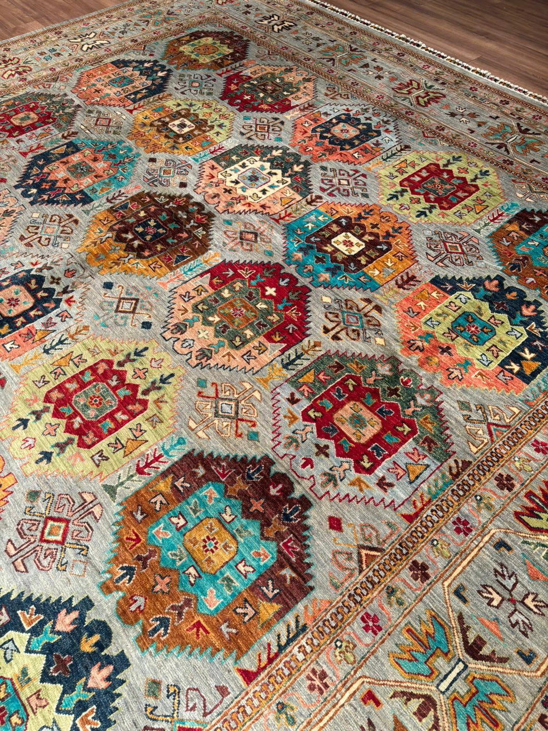 Veziri Original Handwoven Grey Vegetable Dyed Wool Rug 298x397 cm (11.83 square meters) - 10x14 ft