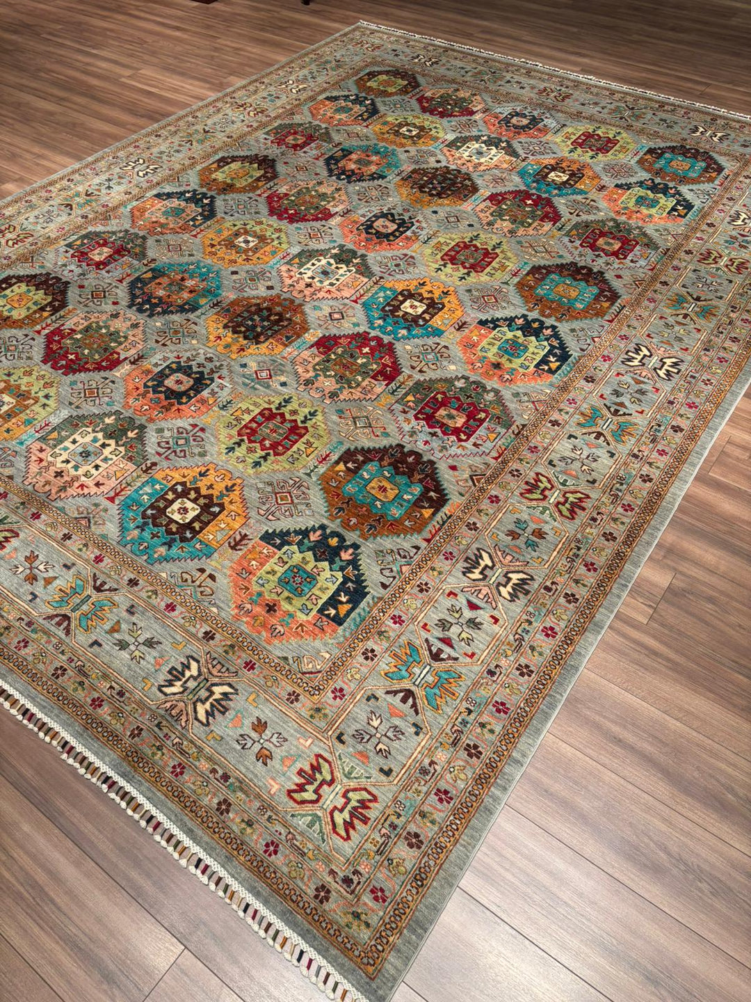 Veziri Original Handwoven Grey Vegetable Dyed Wool Rug 298x397 cm (11.83 square meters) - 10x14 ft