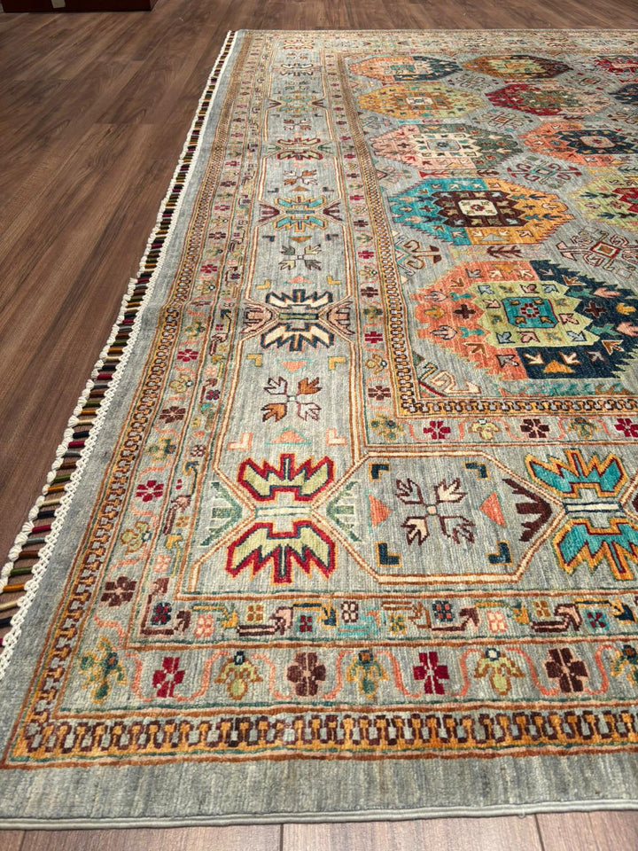 Veziri Original Handwoven Grey Vegetable Dyed Wool Rug 298x397 cm (11.83 square meters) - 10x14 ft