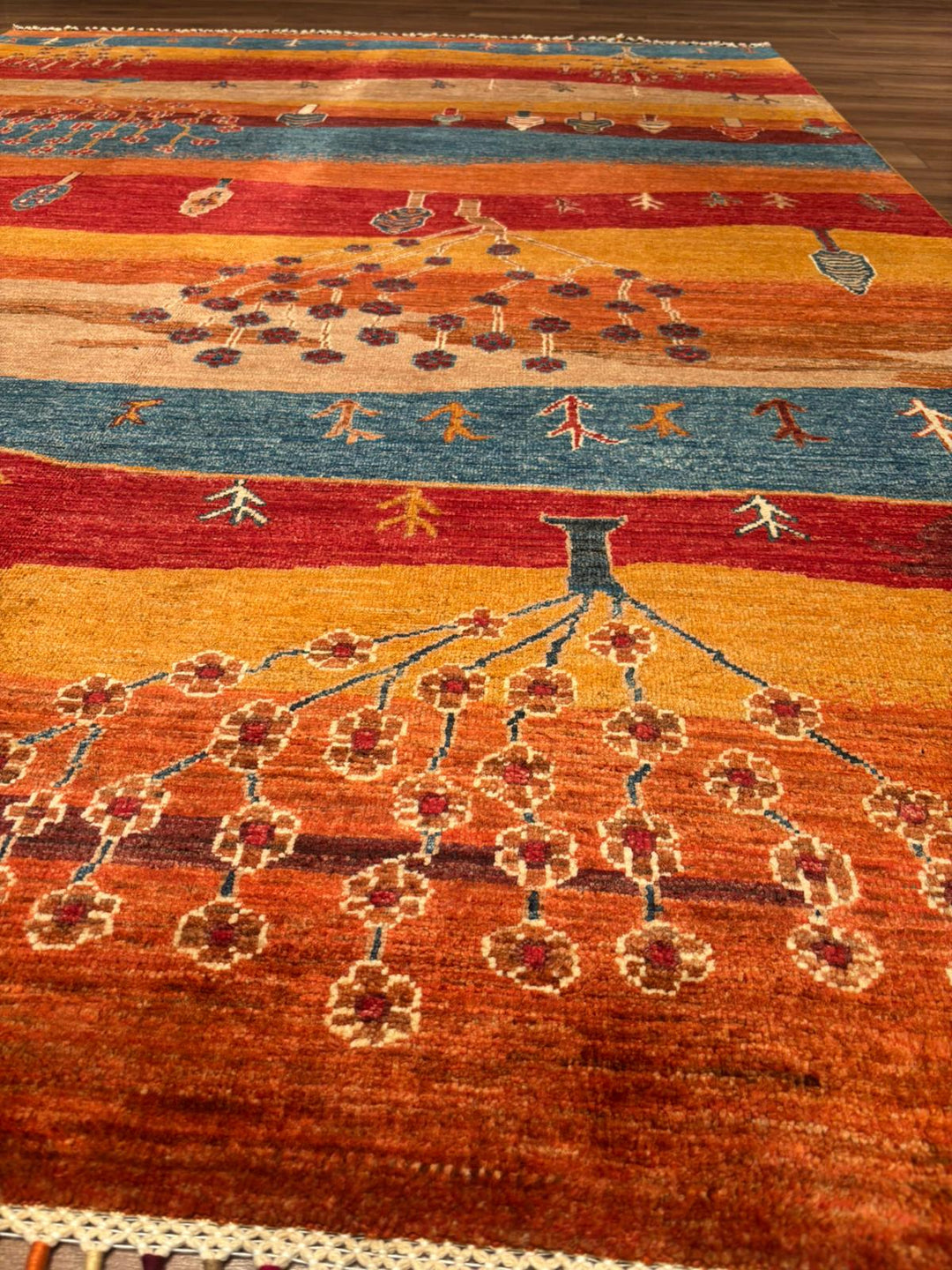 Sultani Hayat Ağacı Orijinal El Dokuması Multi Kök Boya Yün Halı 173x246 4.26 Metrekare - 5x8 ft