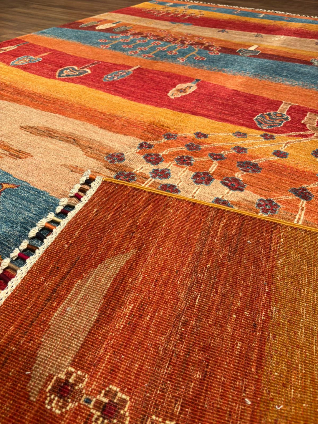 Sultani Hayat Ağacı Orijinal El Dokuması Multi Kök Boya Yün Halı 173x246 4.26 Metrekare - 5x8 ft