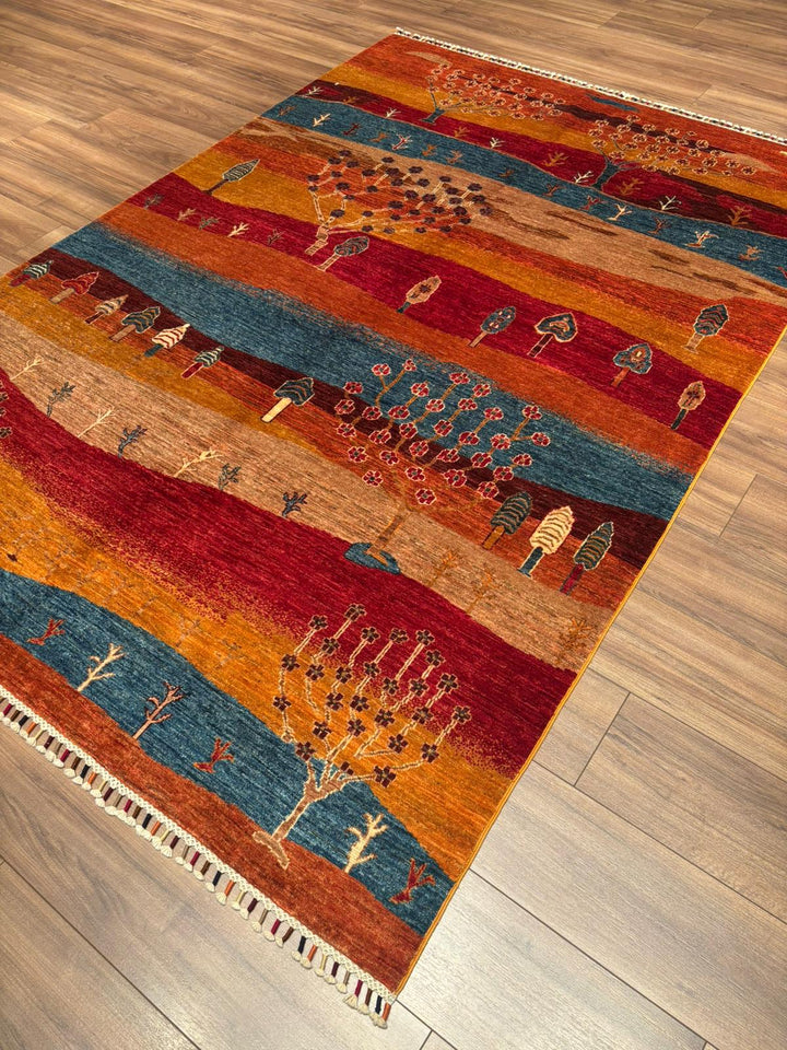 Sultani Hayat Ağacı Orijinal El Dokuması Multi Kök Boya Yün Halı 173x246 4.26 Metrekare - 5x8 ft