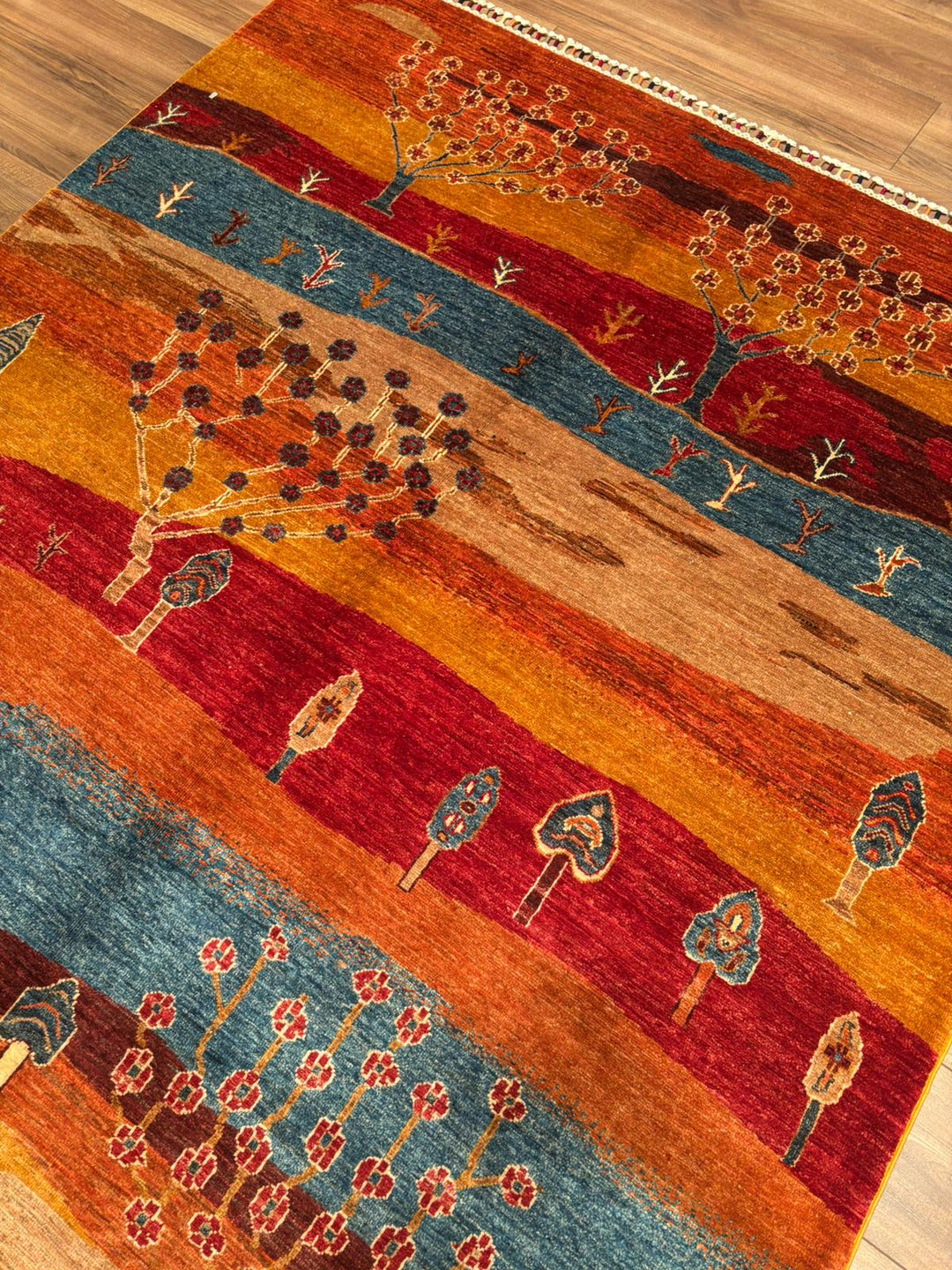 Sultani Hayat Ağacı Orijinal El Dokuması Multi Kök Boya Yün Halı 173x246 4.26 Metrekare - 5x8 ft