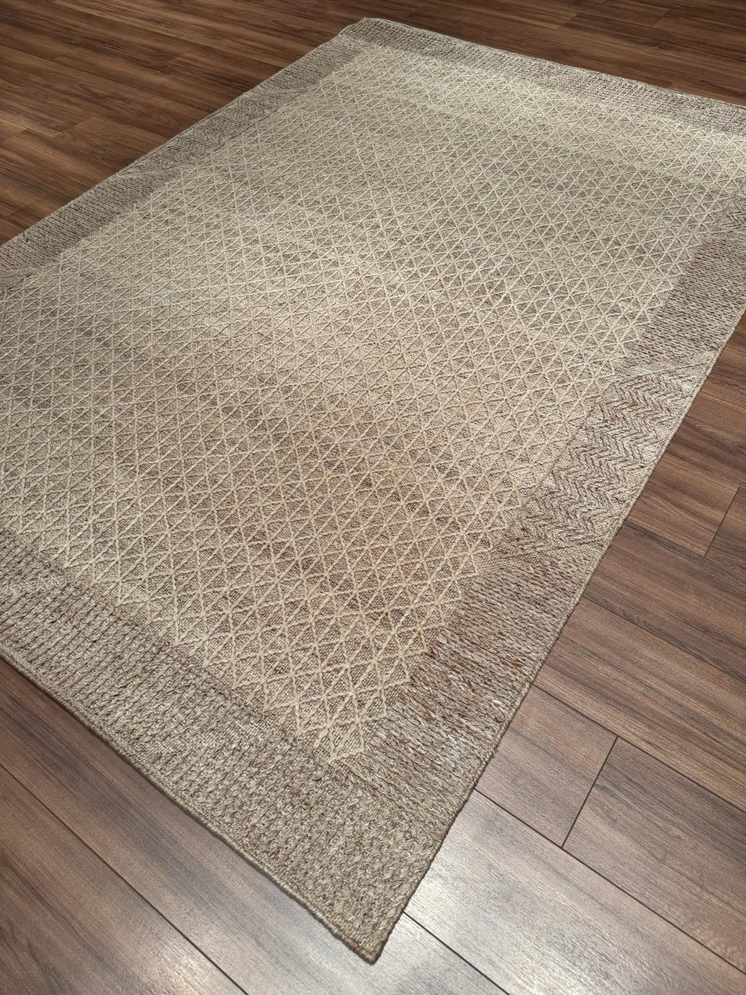 İskandinav Orijinal El Dokuması Açık Kahverengi Yün Halı