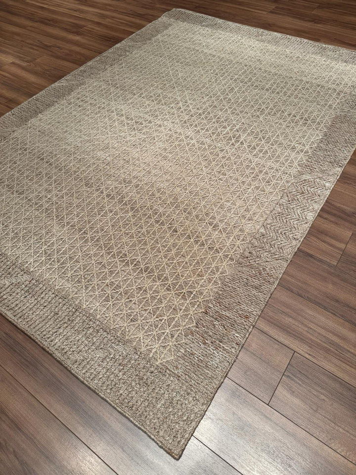 İskandinav Orijinal El Dokuması Açık Kahverengi Yün Halı