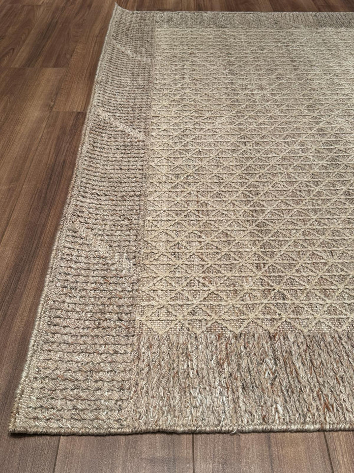 İskandinav Orijinal El Dokuması Açık Kahverengi Yün Halı