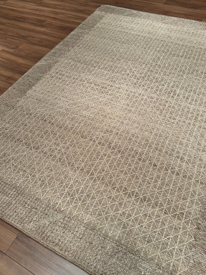 İskandinav Orijinal El Dokuması Açık Kahverengi Yün Halı