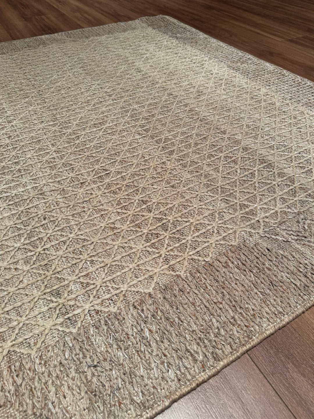 İskandinav Orijinal El Dokuması Açık Kahverengi Yün Halı