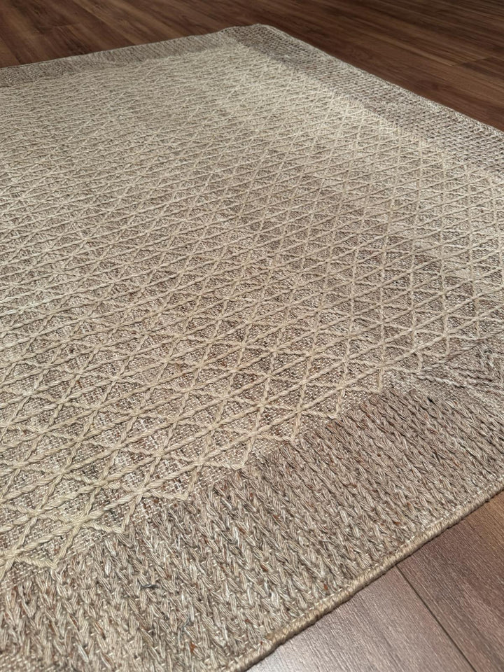 İskandinav Orijinal El Dokuması Açık Kahverengi Yün Halı