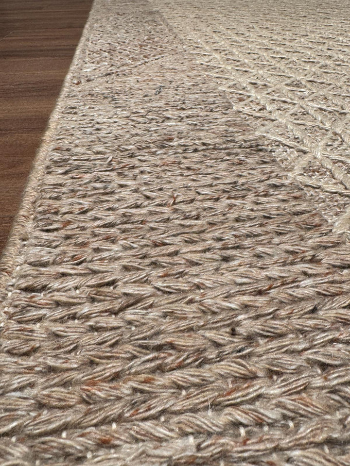 İskandinav Orijinal El Dokuması Açık Kahverengi Yün Halı
