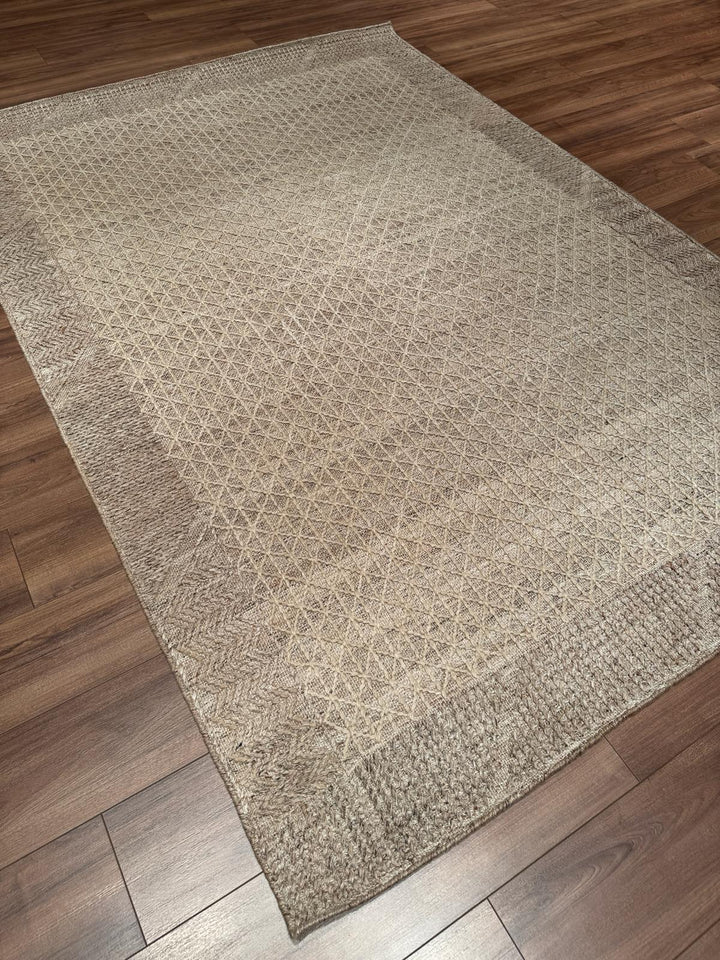 İskandinav Orijinal El Dokuması Açık Kahverengi Yün Halı