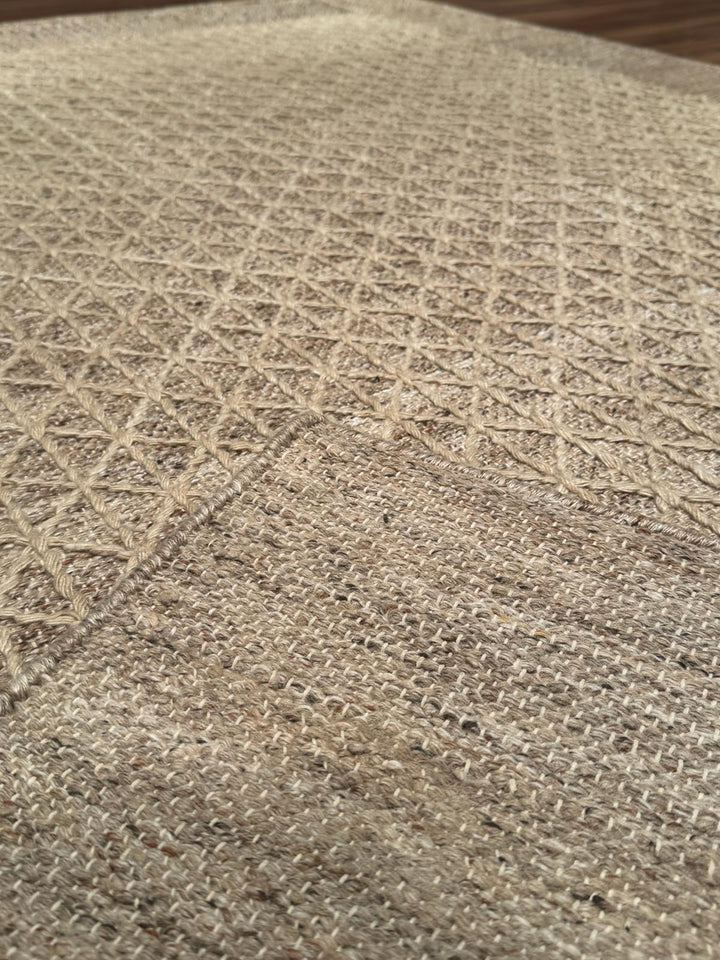 İskandinav Orijinal El Dokuması Açık Kahverengi Yün Halı