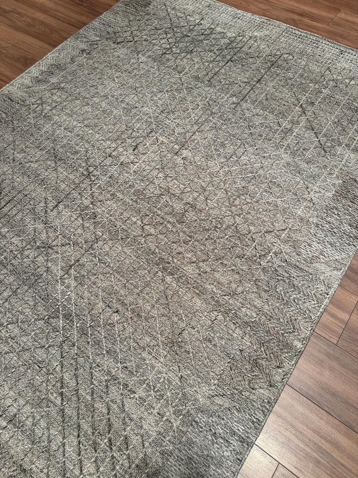 İskandinav Orijinal El Dokuması Koyu Kahverengi Yün Halı