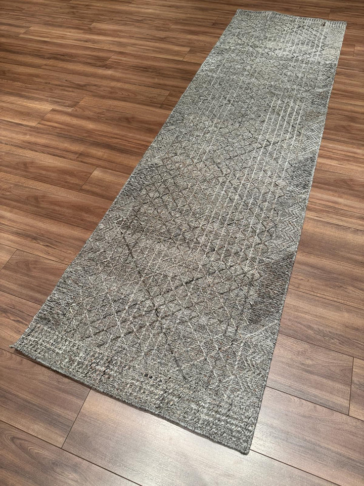 İskandinav Orijinal El Dokuması Koyu Kahverengi Yün Halı