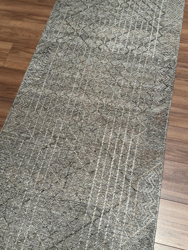 İskandinav Orijinal El Dokuması Koyu Kahverengi Yün Halı