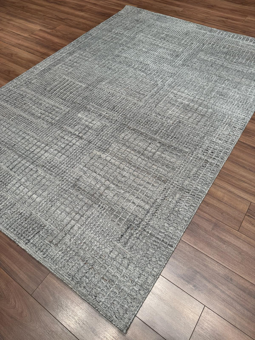 İskandinav Orijinal El Dokuması Gri Yün Halı