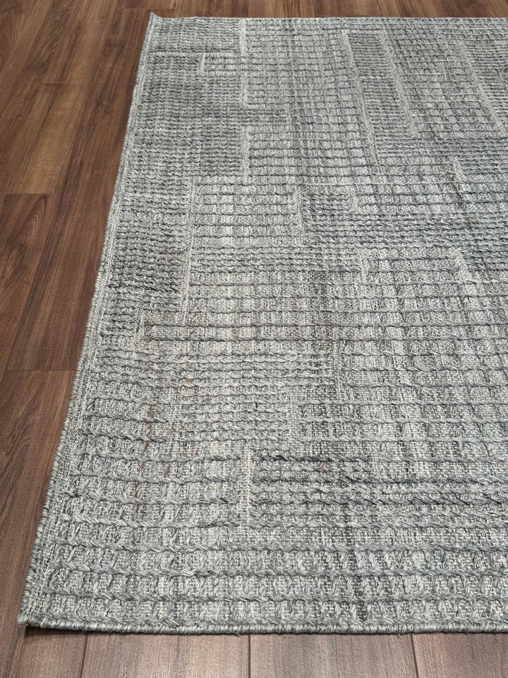 İskandinav Orijinal El Dokuması Gri Yün Halı