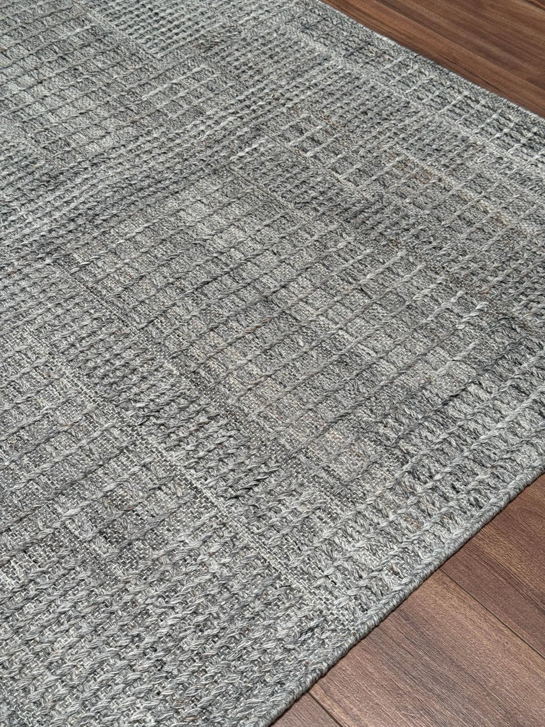 İskandinav Orijinal El Dokuması Gri Yün Halı