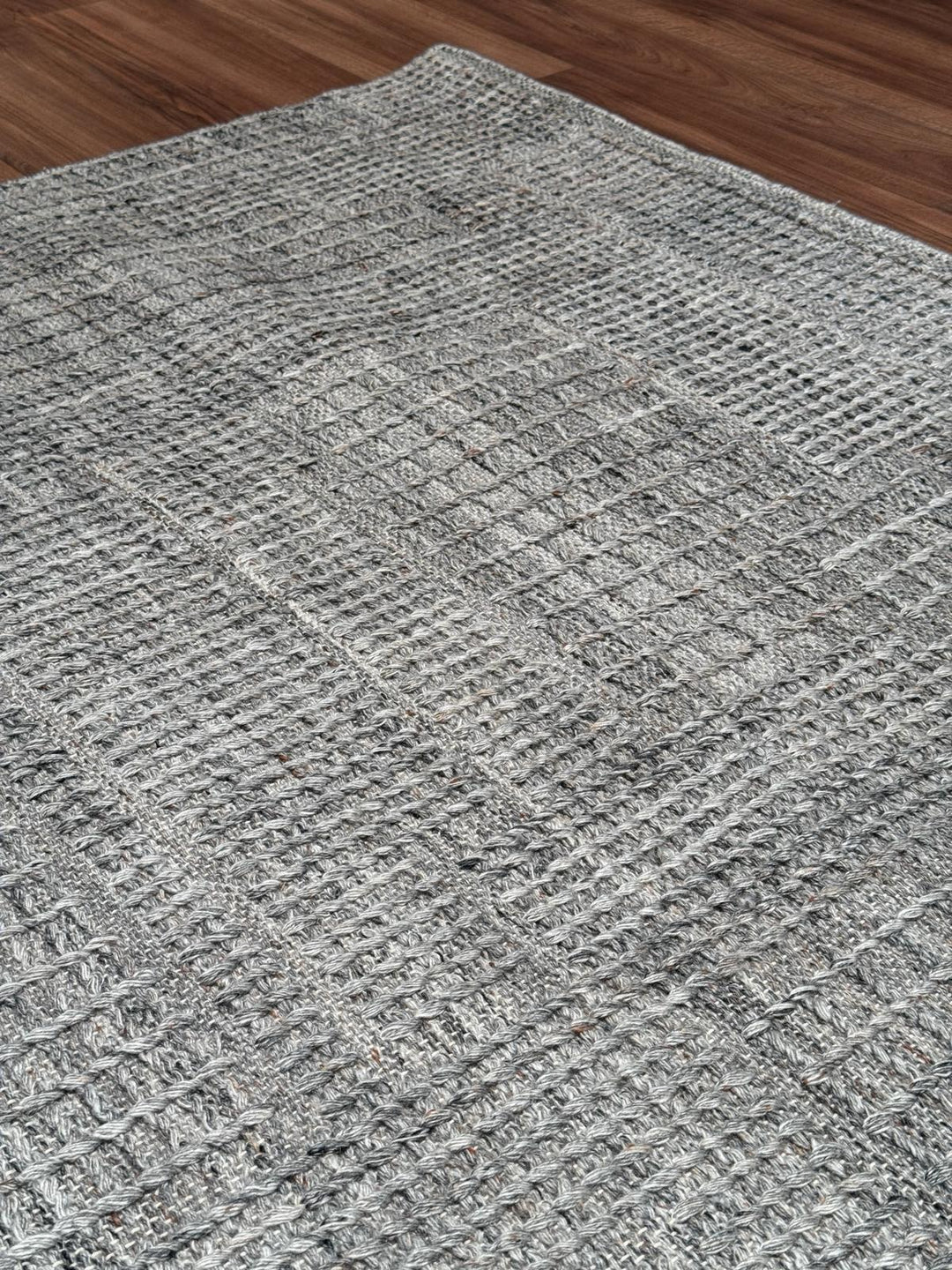 İskandinav Orijinal El Dokuması Gri Yün Halı