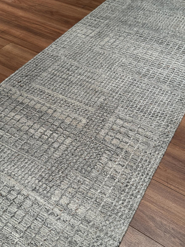 İskandinav Orijinal El Dokuması Gri Yün Halı