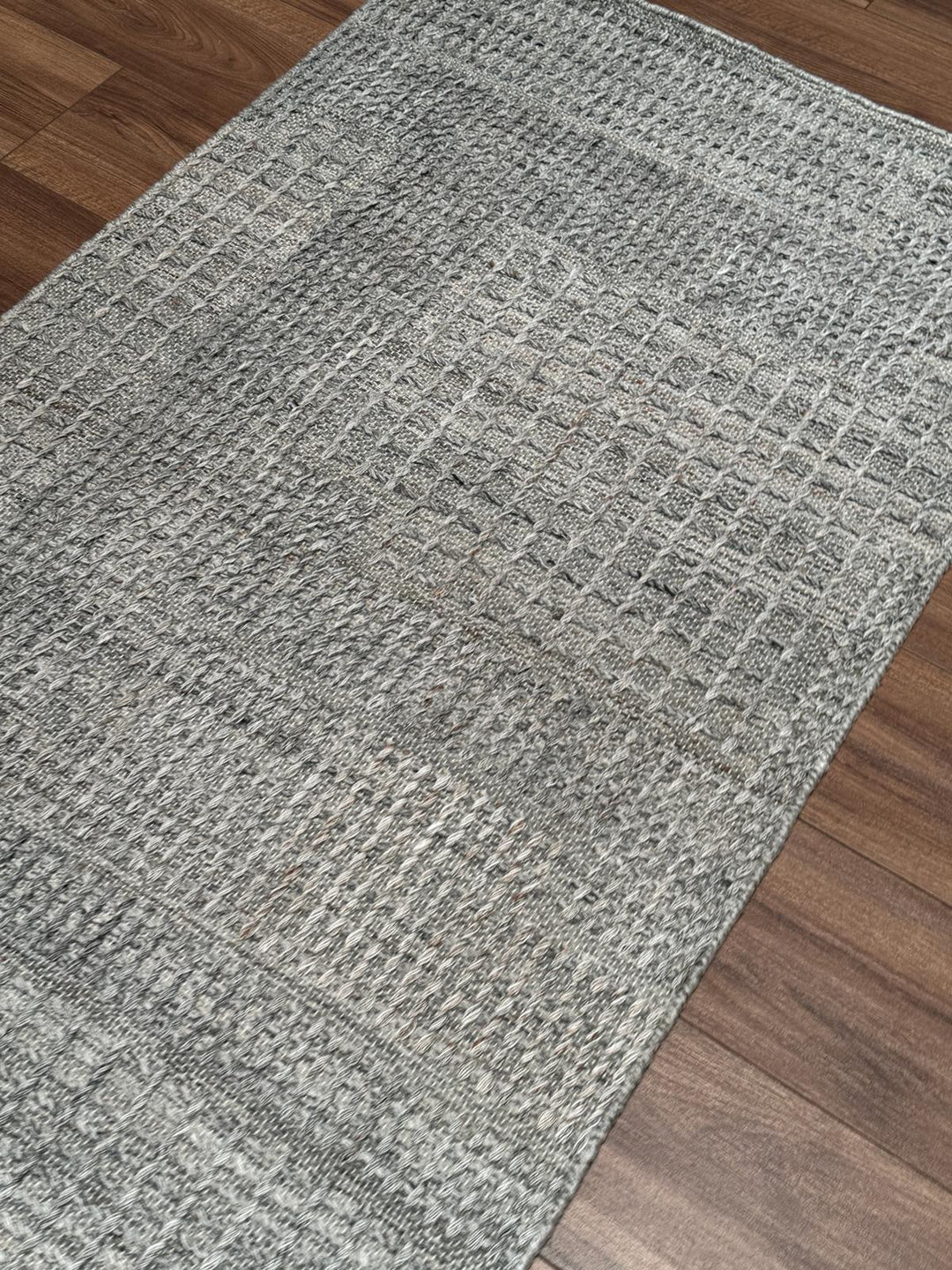 İskandinav Orijinal El Dokuması Gri Yün Halı