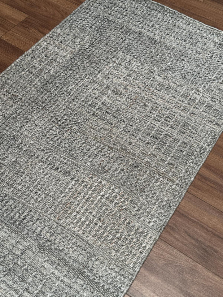 İskandinav Orijinal El Dokuması Gri Yün Halı