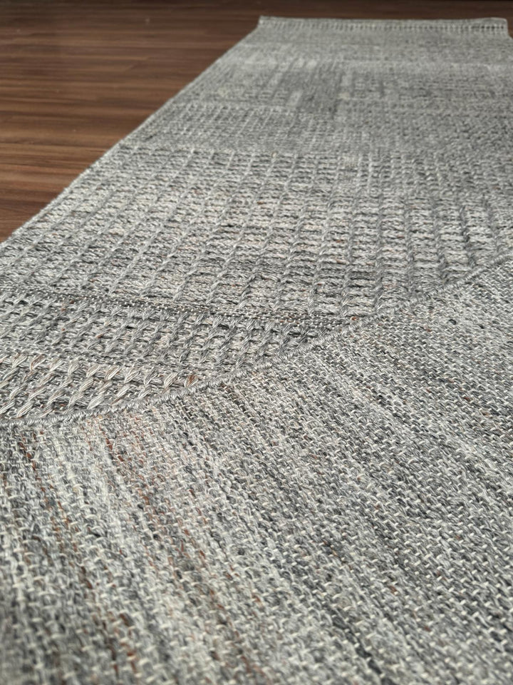 İskandinav Orijinal El Dokuması Gri Yün Halı